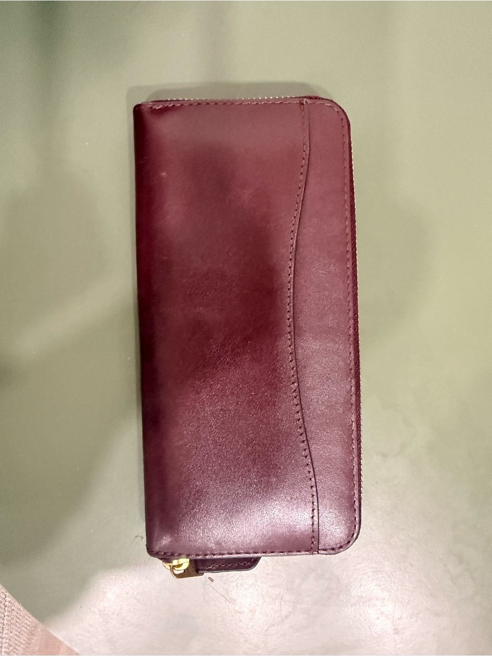 Coach Burgundy Accordion Zip Wallet with Gold Accent - Picture 2 of 7